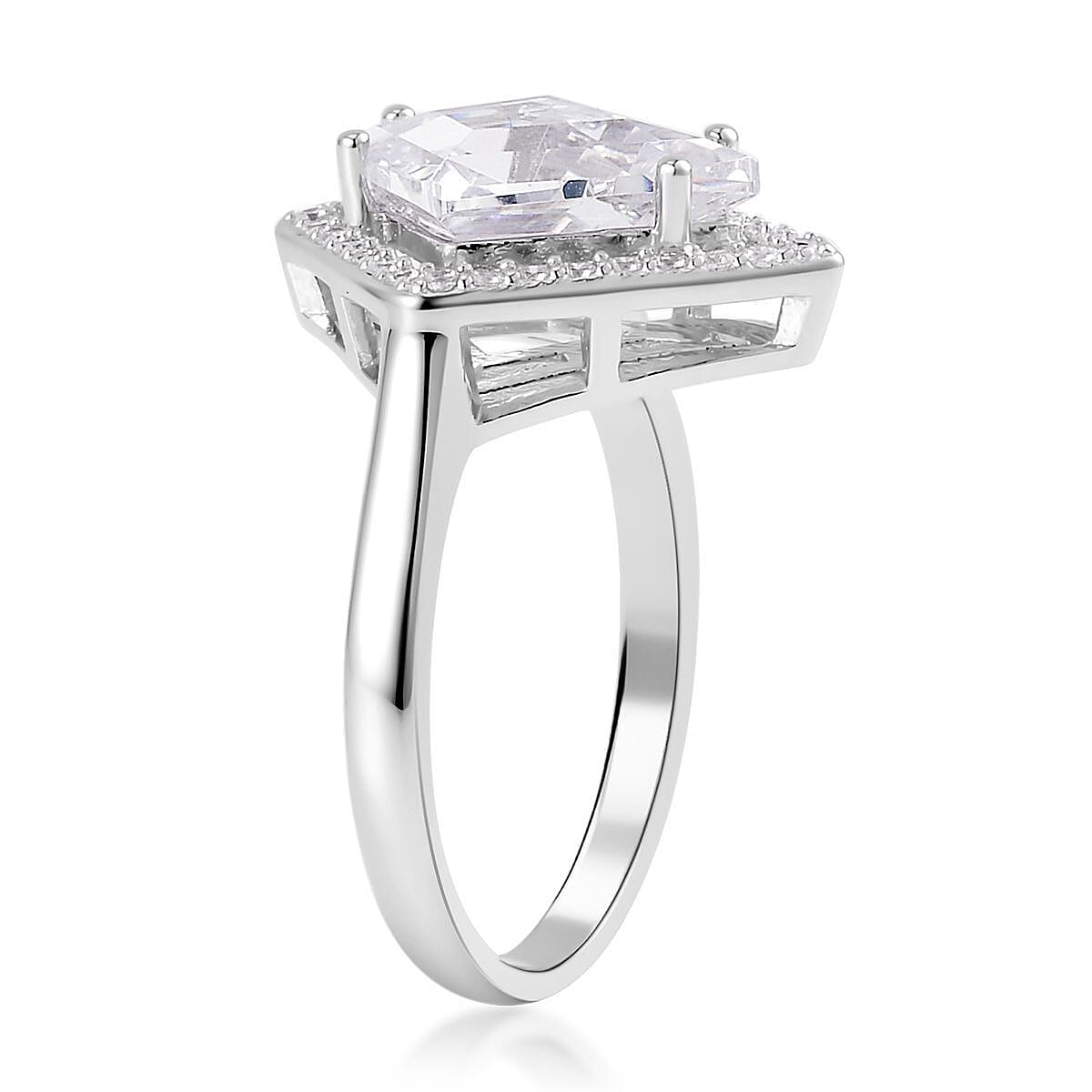 Lustro Stella Finest CZ Kite Shape Ring in Sterling Silver (Size 7.0) 7.40 ctw image number 3