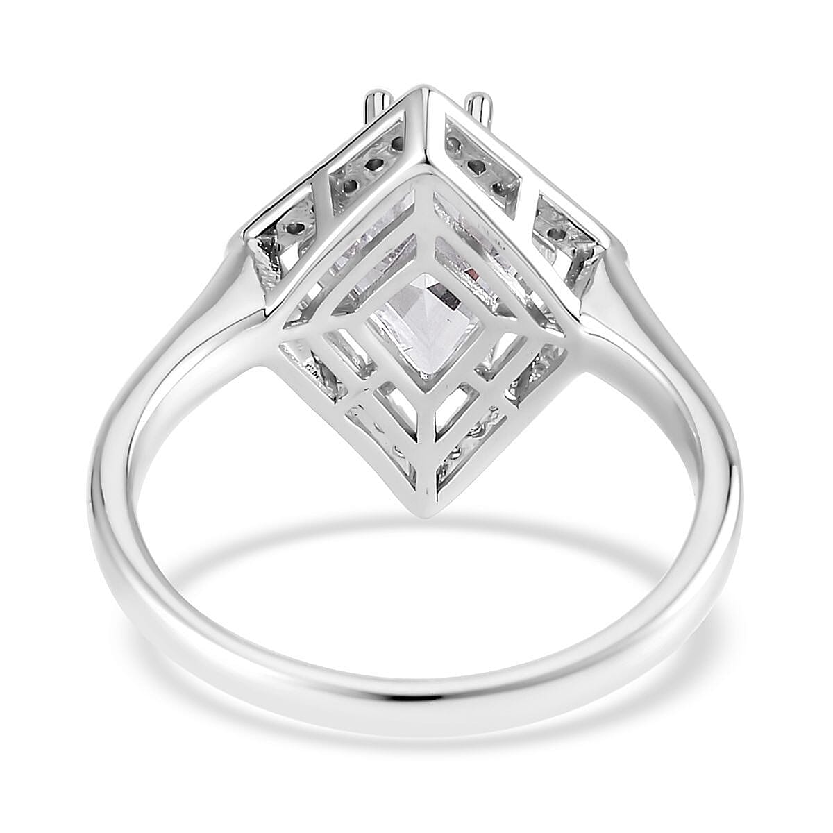 Lustro Stella Finest CZ Kite Shape Ring in Sterling Silver (Size 7.0) 7.40 ctw image number 4