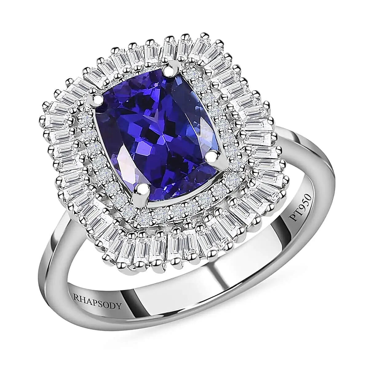 Rhapsody 950 Platinum AAAA Tanzanite and Diamond Cocktail Ring, Halo Ring, Cocktail Ring, Tanzanite Ring 5.85 Grams 3.35 ctw (Size 9.0) image number 0