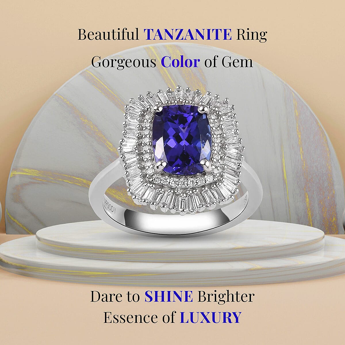 Rhapsody 950 Platinum AAAA Tanzanite and Diamond Cocktail Ring, Halo Ring, Cocktail Ring, Tanzanite Ring 5.85 Grams 3.35 ctw (Size 9.0) image number 2