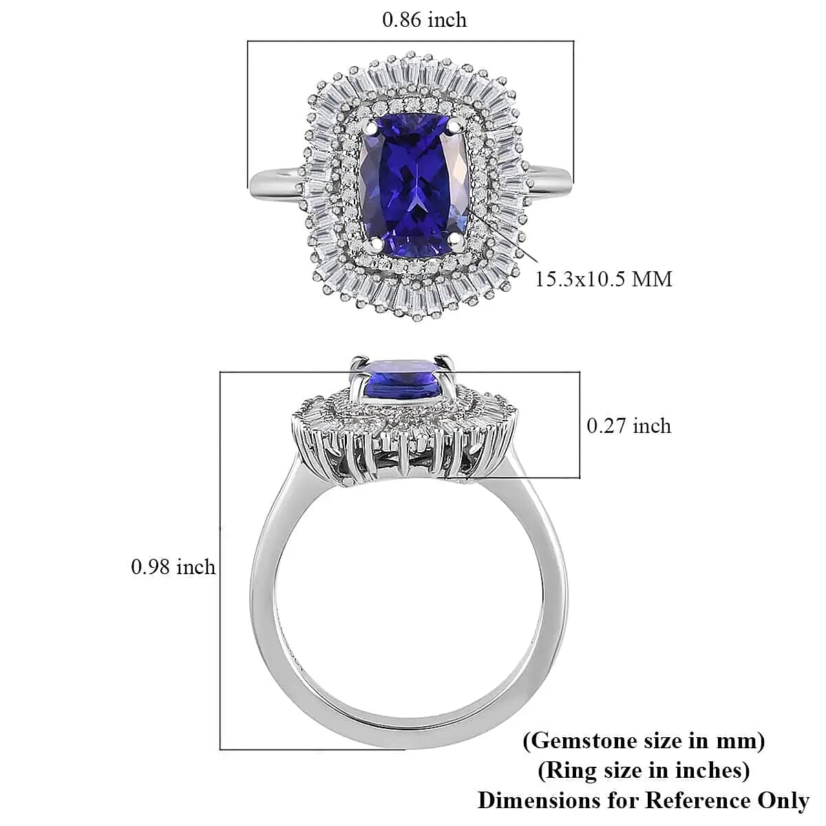 Rhapsody 950 Platinum AAAA Tanzanite and Diamond Cocktail Ring, Halo Ring, Cocktail Ring, Tanzanite Ring 5.85 Grams 3.35 ctw (Size 9.0) image number 5