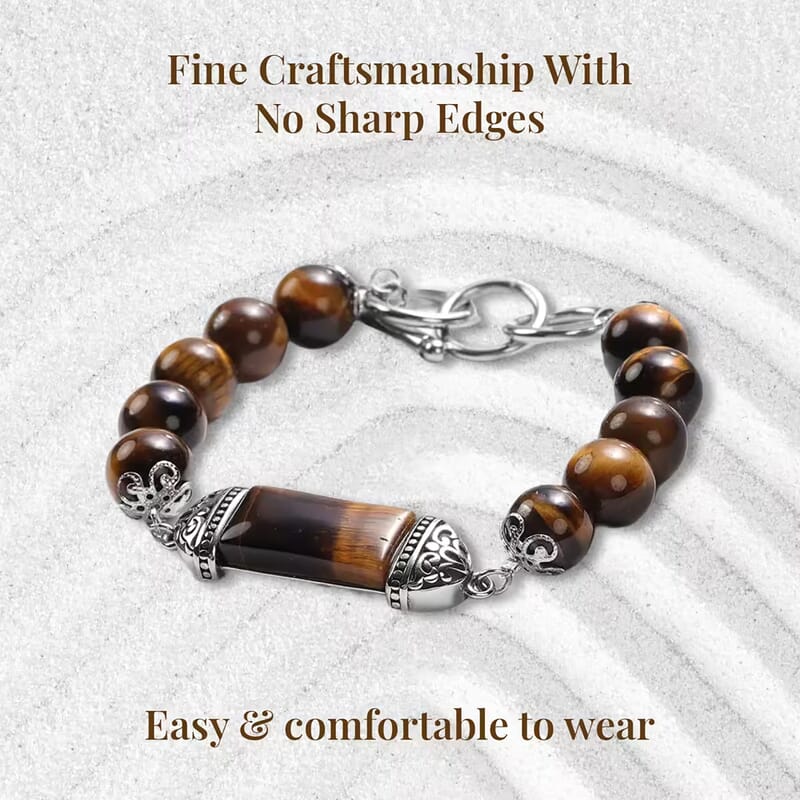 Yellow Tiger's Eye 117.20 ctw Bracelet in Stainless Steel (6.75 In)