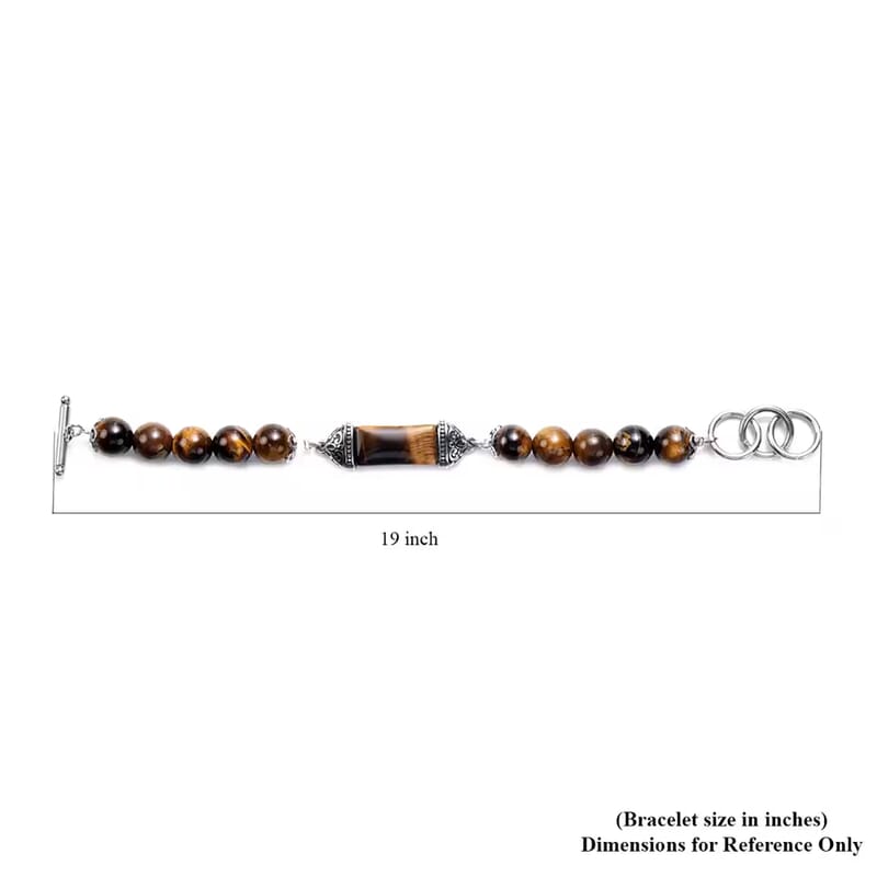 Yellow Tiger's Eye 117.20 ctw Bracelet in Stainless Steel (6.75 In)