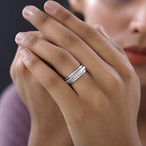 D'Joy Sterling Silver Spinner Ring, Anxiety Ring for Women, Fidget Rings for Anxiety for Women, Stress Relieving Anxiety Ring, Promise Rings (Size 7.0) (5.20 g)