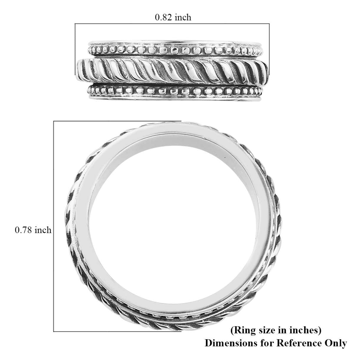 Sterling Silver Spinner Ring, Anxiety Ring for Women, Fidget Rings for Anxiety for Women, Stress Relieving Anxiety Ring, Promise Rings (Size 7.0) (5.20 g) image number 8