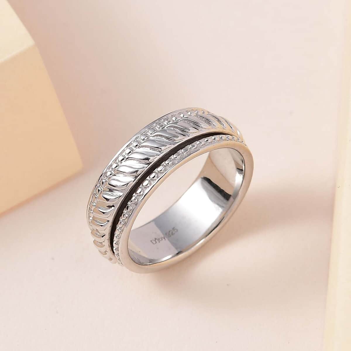 Sterling Silver Spinner Ring, Anxiety Ring for Women, Fidget Rings for Anxiety for Women, Stress Relieving Anxiety Ring (Size 8.0) (5.20 g) image number 3