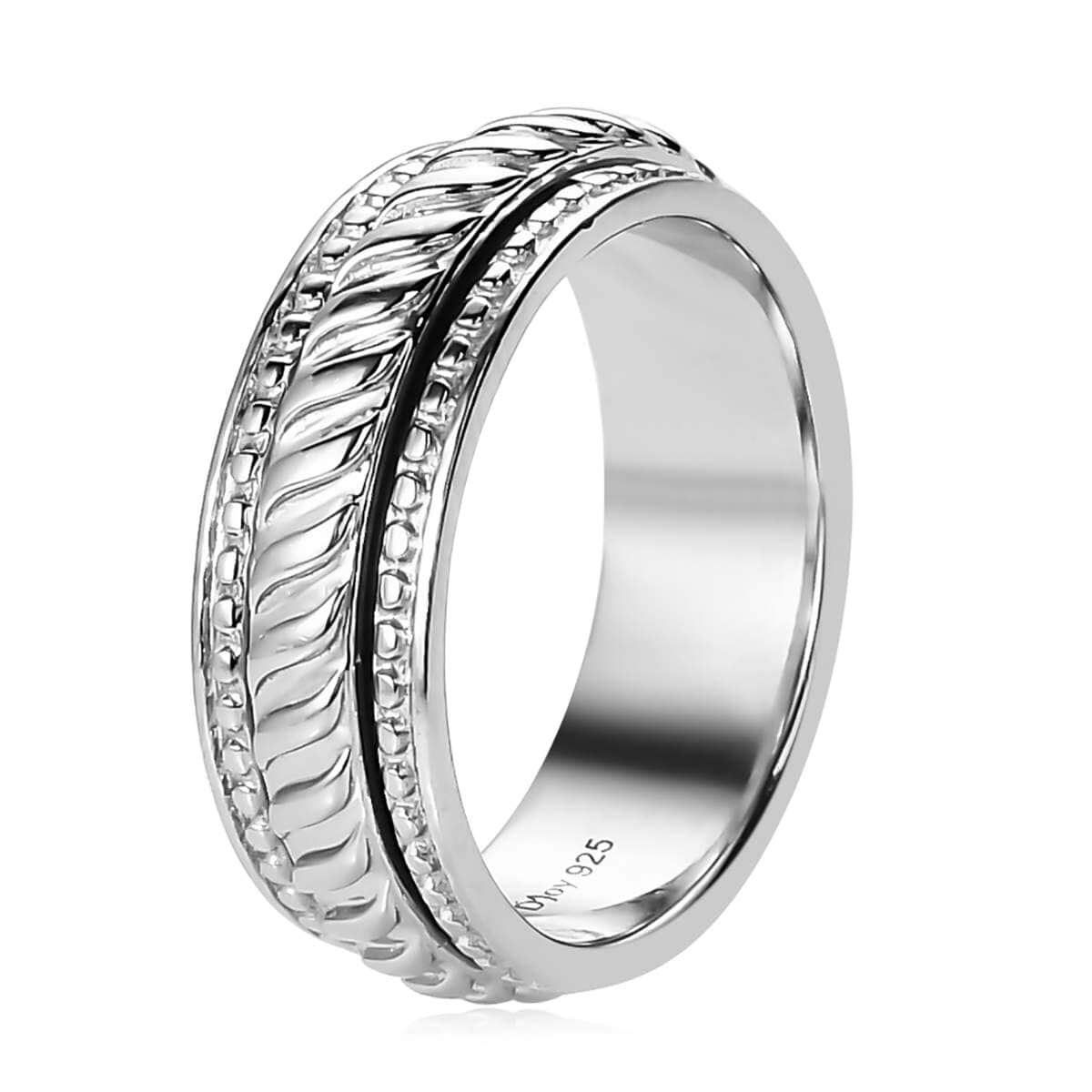 Sterling Silver Spinner Ring, Anxiety Ring for Women, Fidget Rings for Anxiety for Women, Stress Relieving Anxiety Ring (Size 8.0) (5.20 g) image number 5