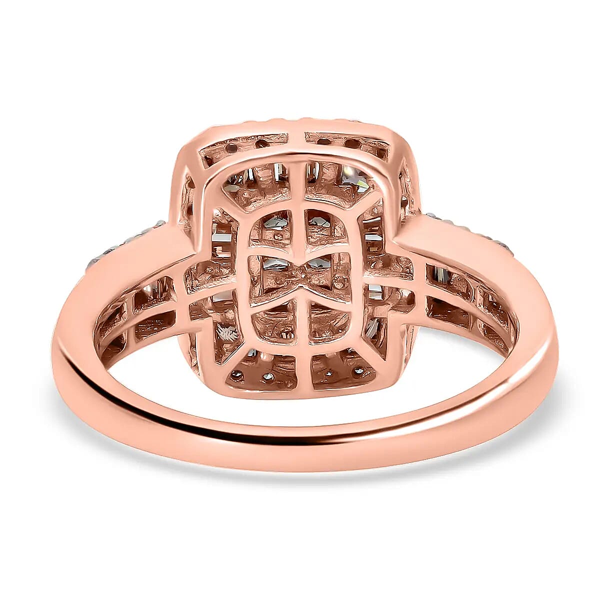 Natural Champagne and White Diamond Ring in Platinum & Vermeil Rose Gold Over Sterling Silver (Size 9.0) 1.00 ctw image number 4