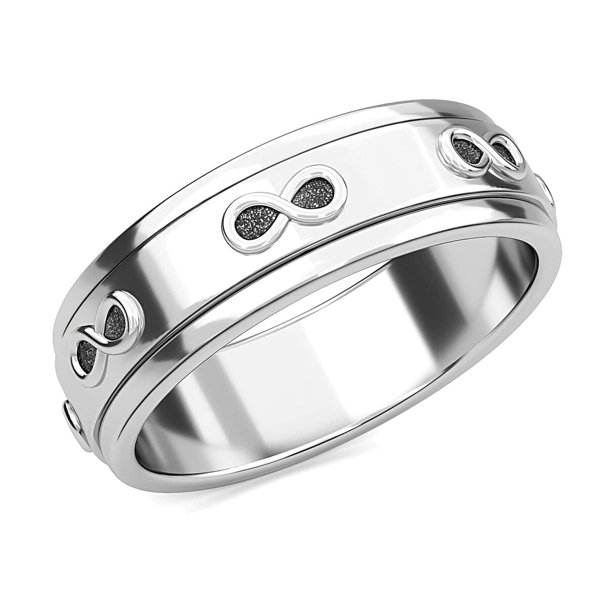 Sterling Silver Infinity Spinner Band Ring, Fidget Rings for Anxiety, Stress Relieving Anxiety Ring Band, Promise Rings 4 grams (Size 6) image number 0