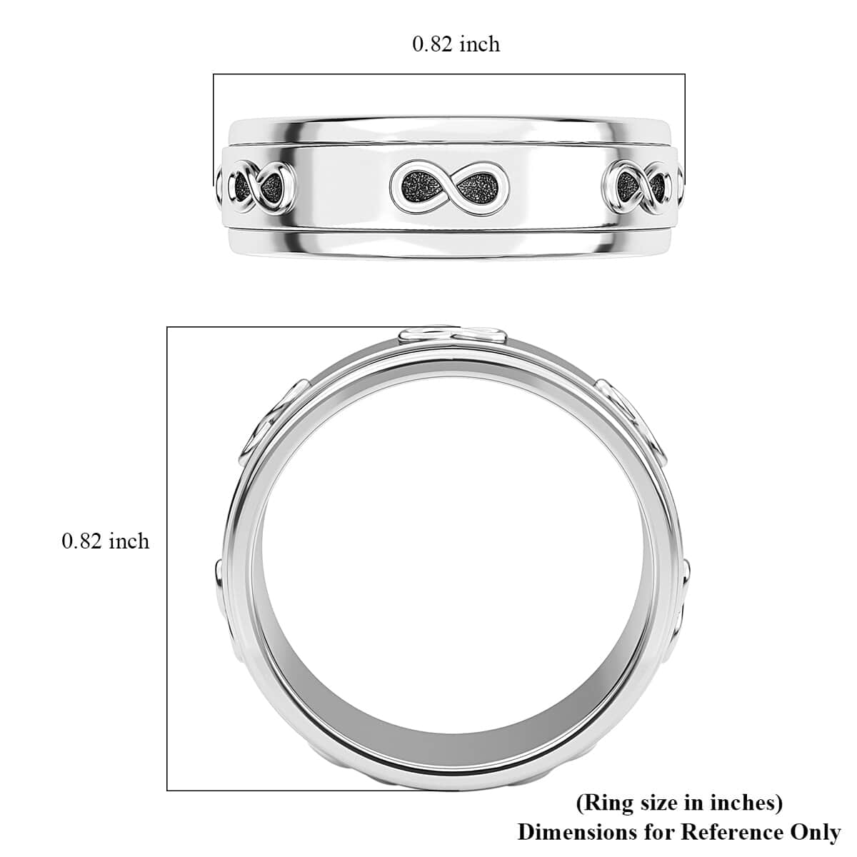 Sterling Silver Infinity Spinner Band Ring, Fidget Rings for Anxiety, Stress Relieving Anxiety Ring Band, Promise Rings 4 grams (Size 6) image number 5