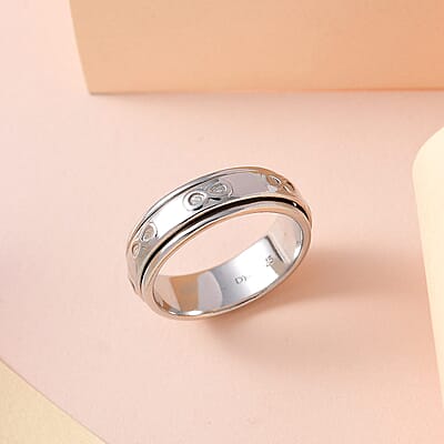 Sterling Silver Infinity Spinner Band Ring, Promise Rings (Size 7.0) 4 Grams