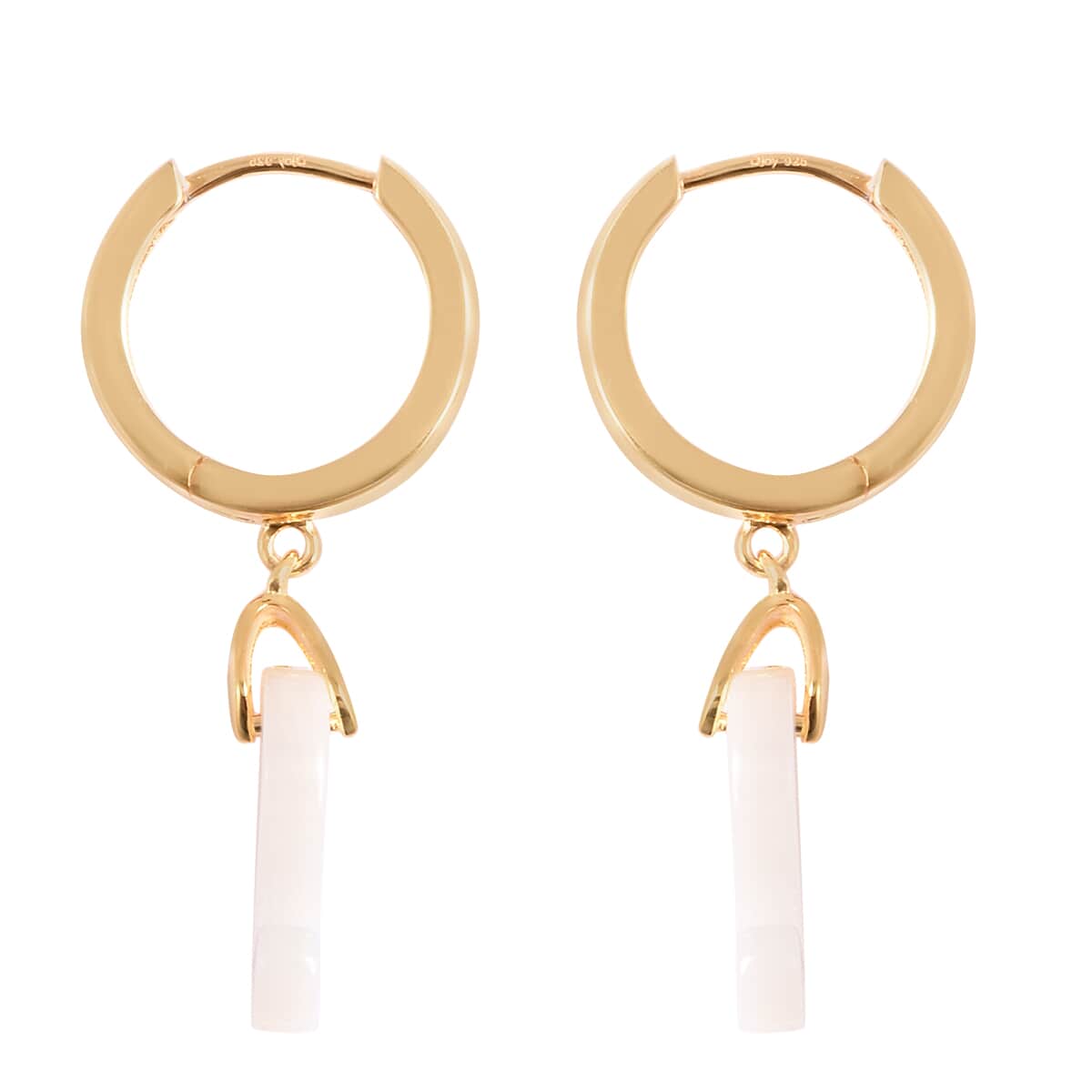 White Mother Of Pearl Leo Zodiac Hoop Earring in 14K YG Over Sterling Silver image number 2