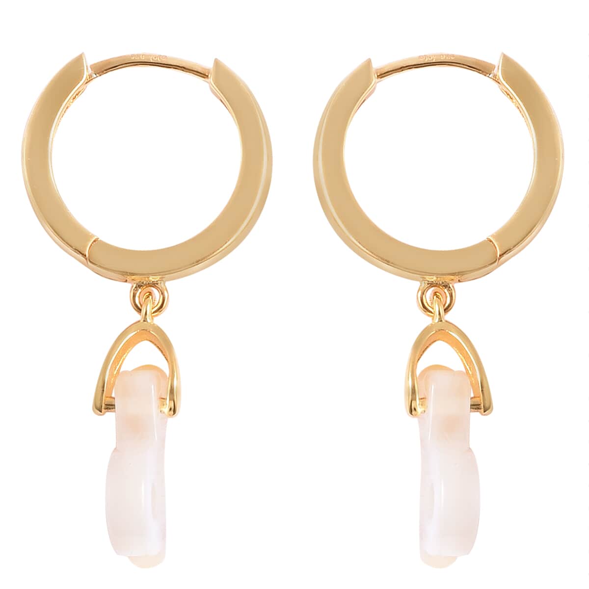 White Mother Of Pearl Capricorn Zodiac Hoop Earring in 14K YG Over Sterling Silver image number 2