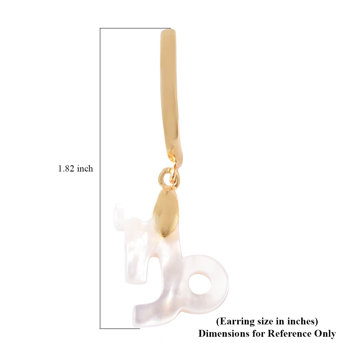 White Mother Of Pearl Capricorn Zodiac Hoop Earring in 14K YG Over Sterling Silver image number 3