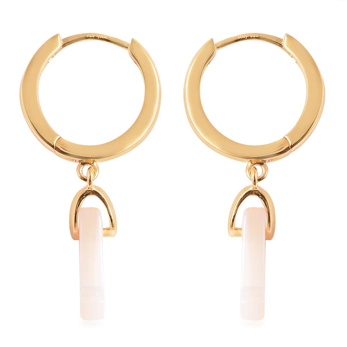 White Mother Of Pearl Scorpion Zodiac Hoop Earrings in 14K YG Over Sterling Silver image number 2