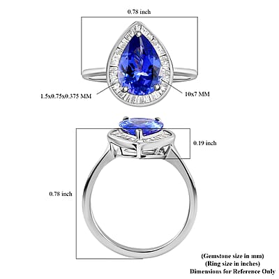 Luxoro Premium Tanzanite Ring, 10K White Gold Ring, Diamond Halo Ring, Tanzanite Halo Ring, Engagement Ring For Women 2.40 ctw (Size 10)