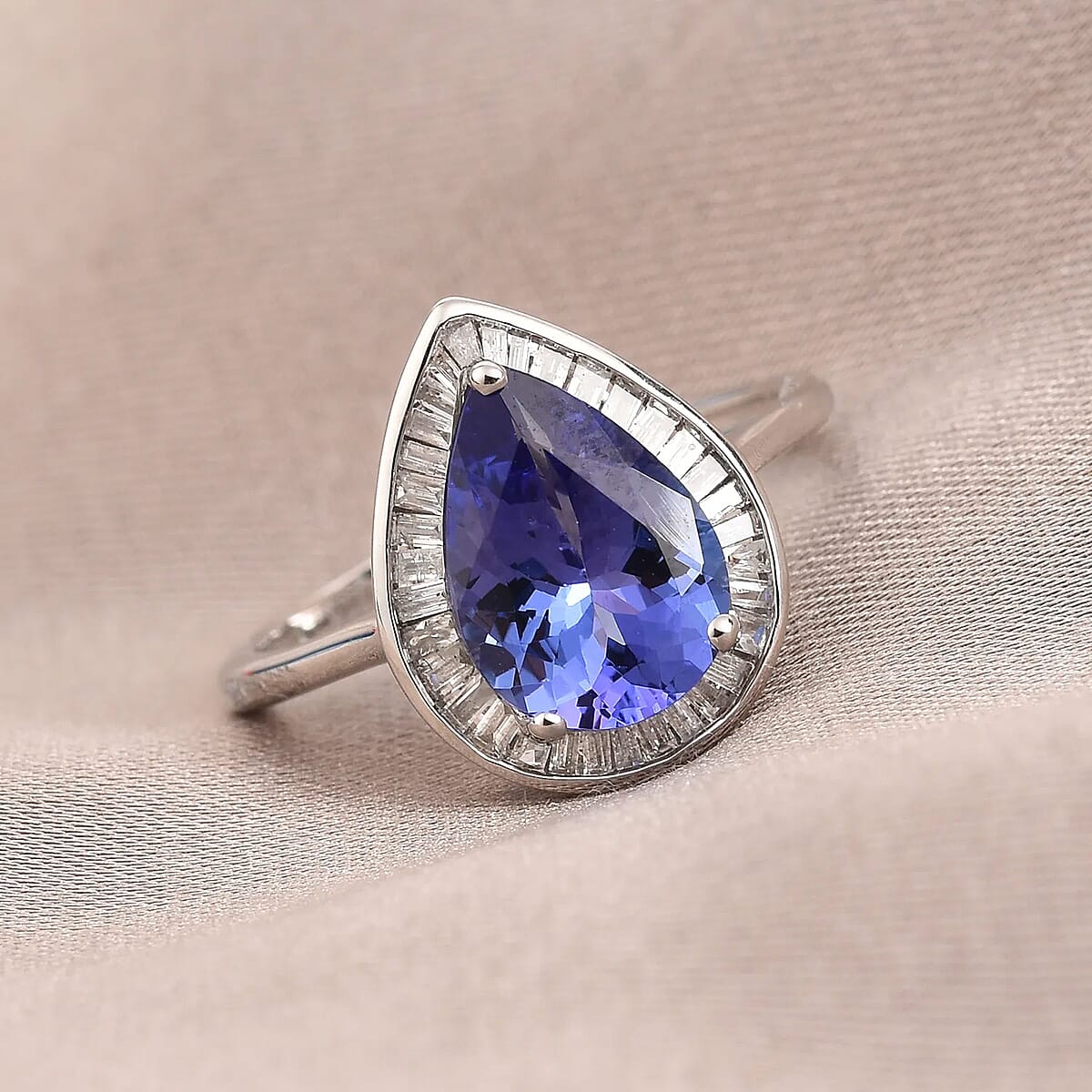 Luxoro Premium Tanzanite Ring , 10K White Gold Ring ,Diamond Halo Ring , Tanzanite Halo Ring , Engagement Ring For Women 2.40 ctw image number 1