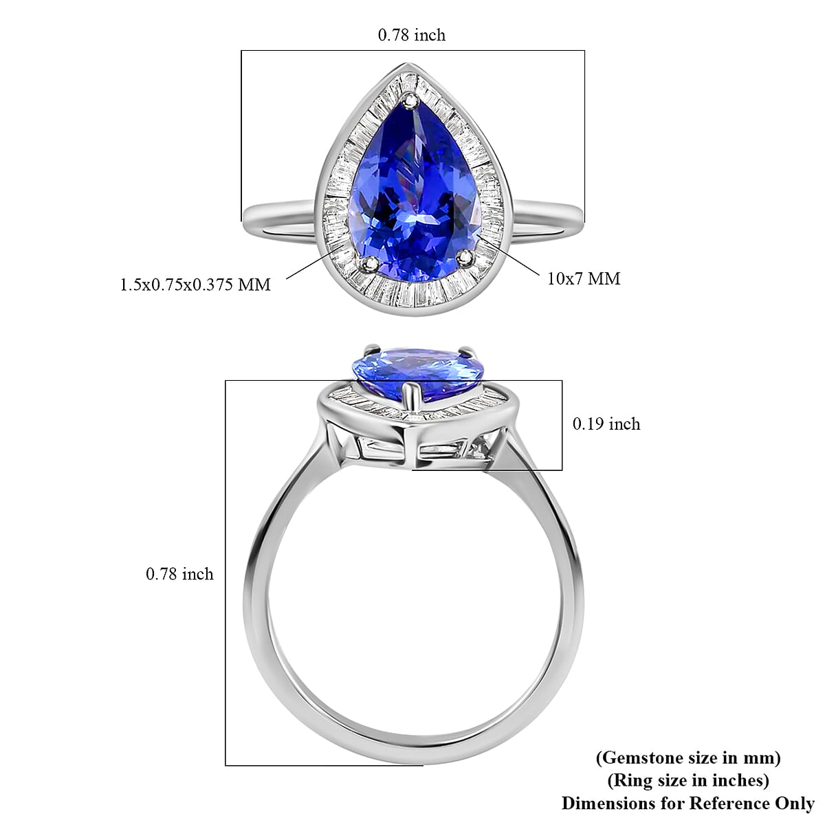 Luxoro Premium Tanzanite Ring, 10K White Gold Ring, Diamond Halo Ring, Tanzanite Halo Ring, Engagement Ring For Women 2.40 ctw image number 6