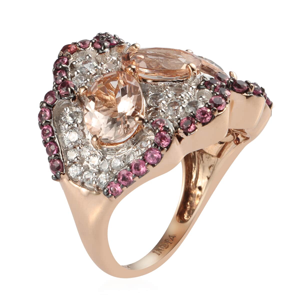 14K Rose Gold Marropino Morganite, Multi Gemstone Ring (Size 5.0) (7.40 g) 7.55 ctw image number 1