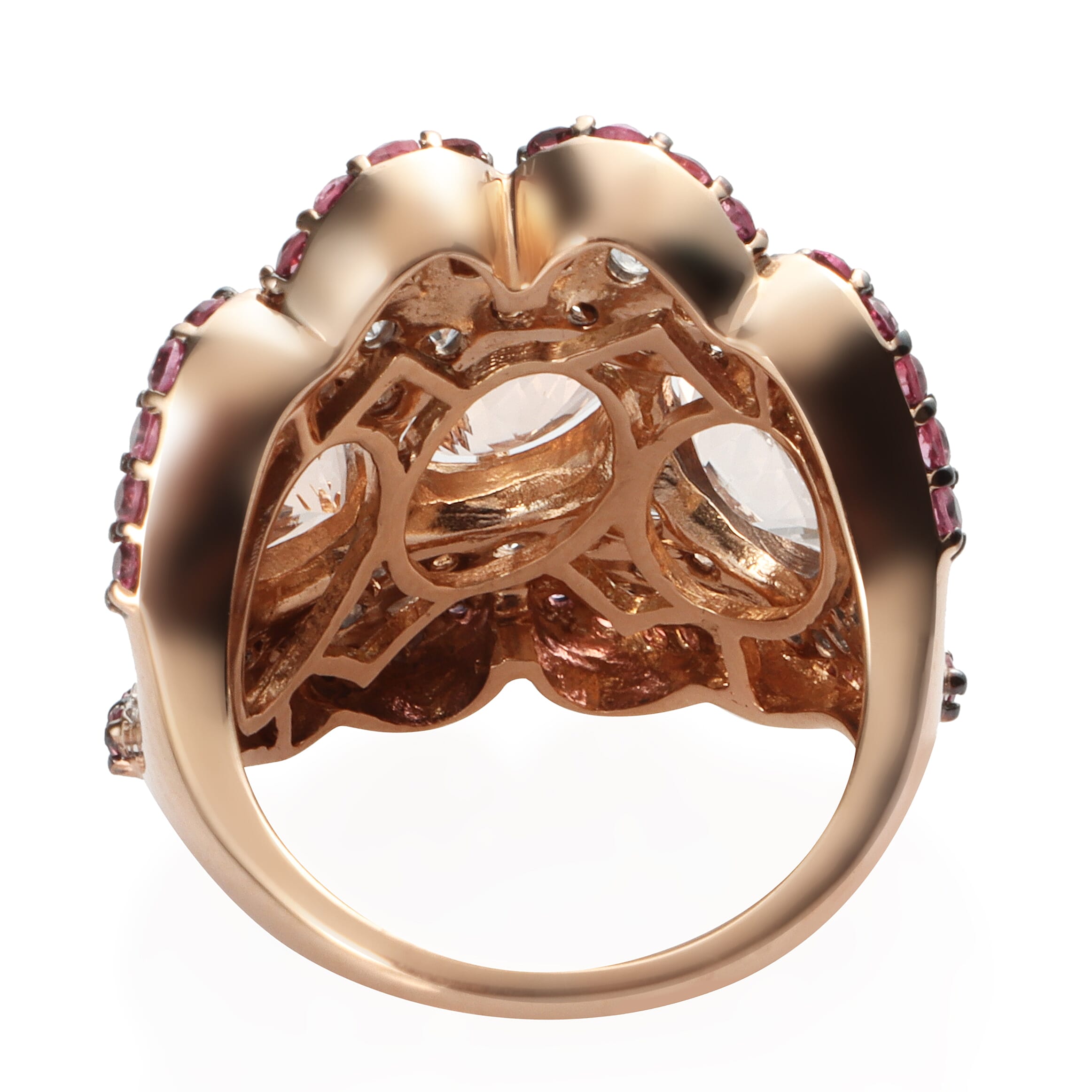 14K Yellow Gold Marropino Morganite and Multi Gemstone Ring (Size 7.0) 7.4 Grams 7.55 ctw
