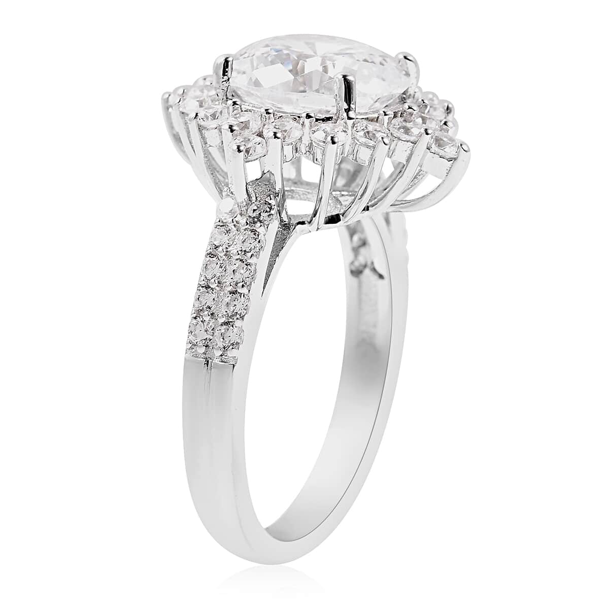 LUSTRO STELLA AAA Premium Cubic Zirconia Halo Ring in Sterling Silver (Size 10.0) 8.65 ctw image number 3