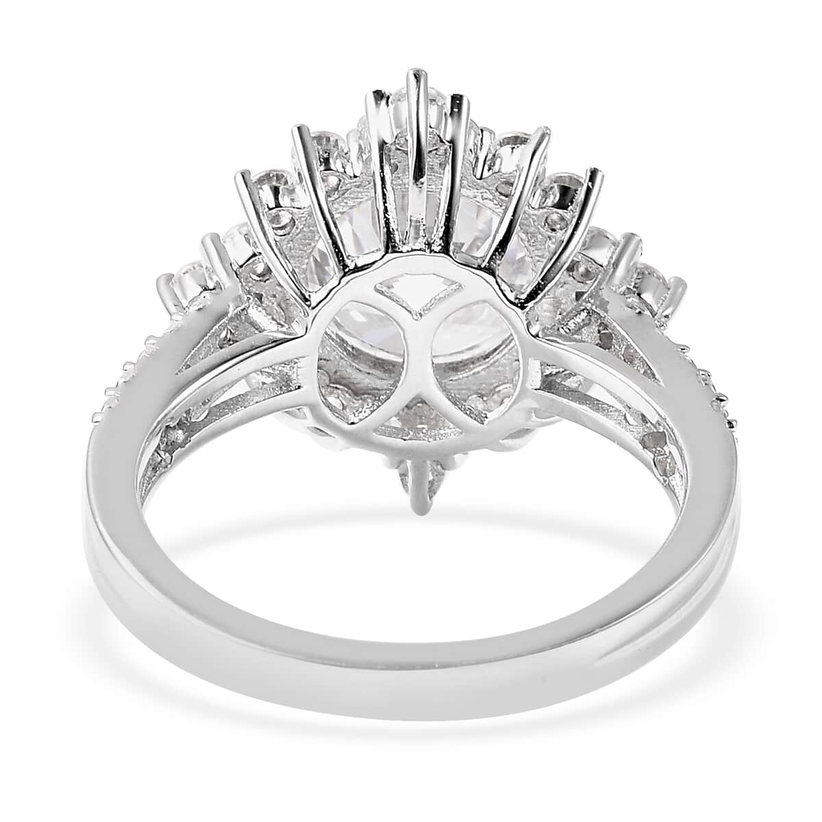 LUSTRO STELLA AAA Premium Cubic Zirconia Halo Ring in Sterling Silver (Size 10.0) 8.65 ctw image number 4