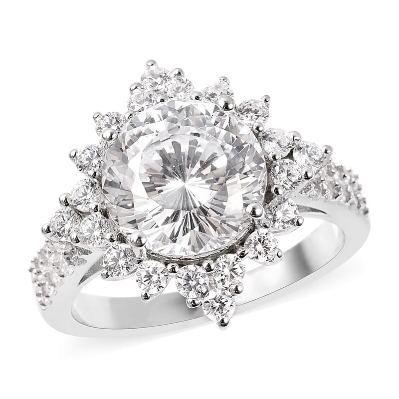 Lustro Stella Finest CZ Halo Ring in Sterling Silver (Size 7.0) 8.65 ctw