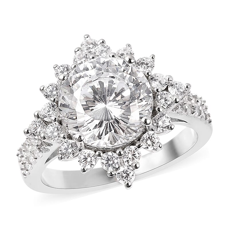 Lustro Stella Finest CZ Halo Ring in Sterling Silver (Size 7.0) 8.65 ctw