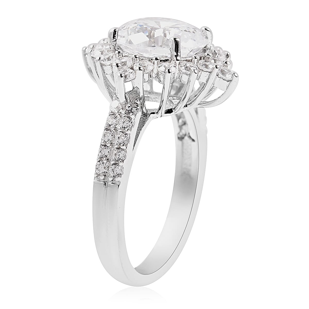Lustro Stella Finest CZ Halo Ring in Sterling Silver (Size 7.0) 8.65 ctw
