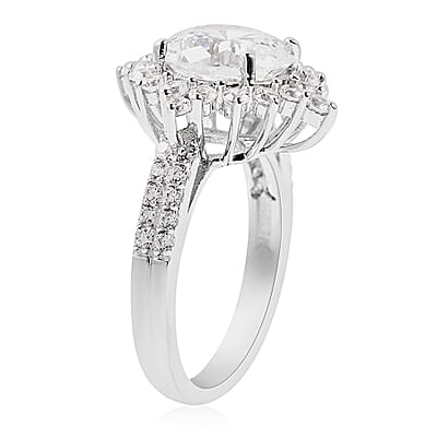 Lustro Stella Finest CZ Halo Ring in Sterling Silver (Size 7.0) 8.65 ctw