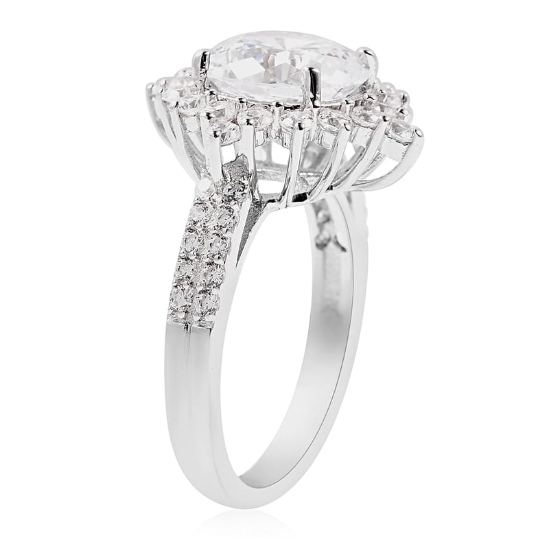 Lustro Stella Finest CZ Halo Ring in Sterling Silver (Size 7.0) 8.65 ctw