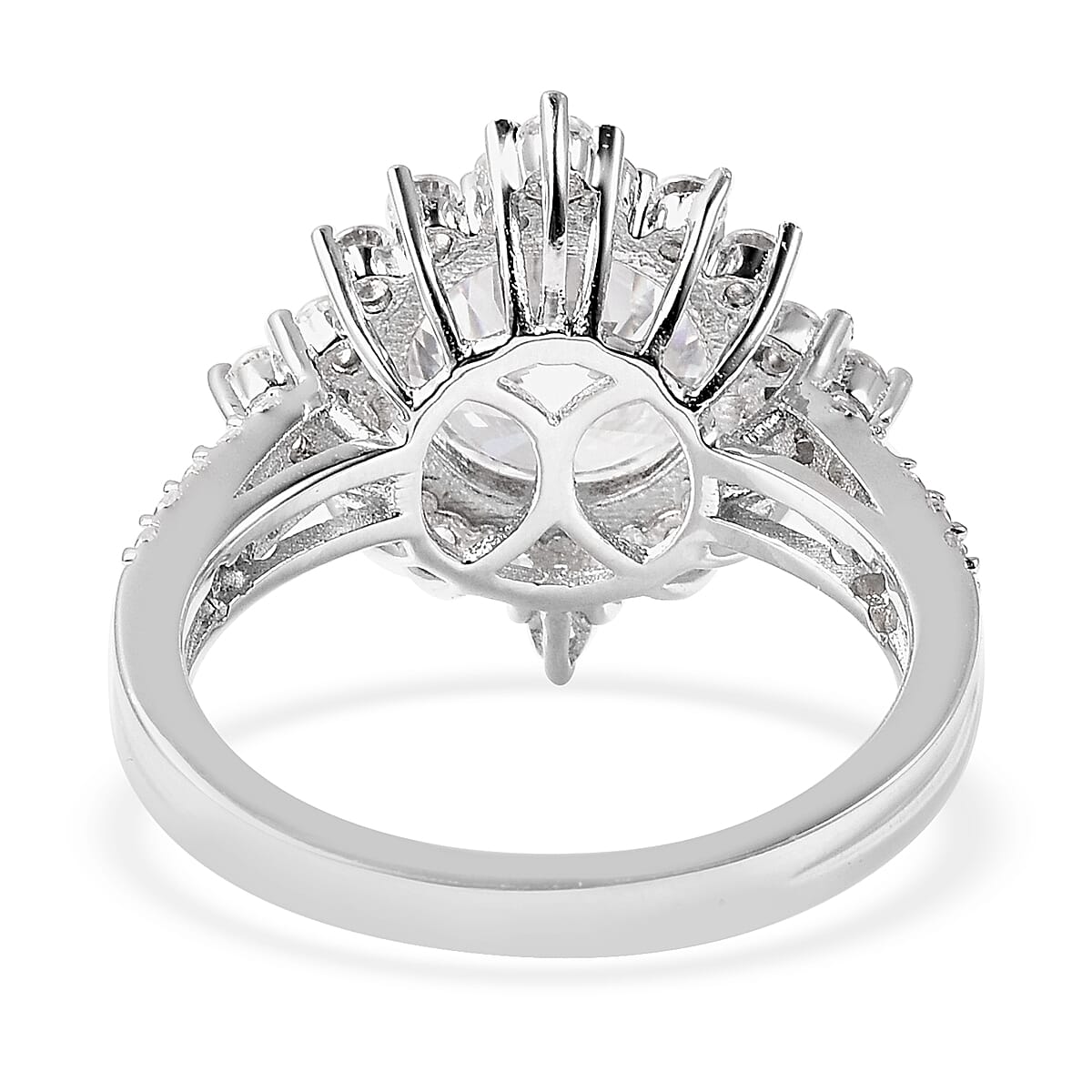 Lustro Stella Finest CZ Halo Ring in Sterling Silver (Size 7.0) 8.65 ctw