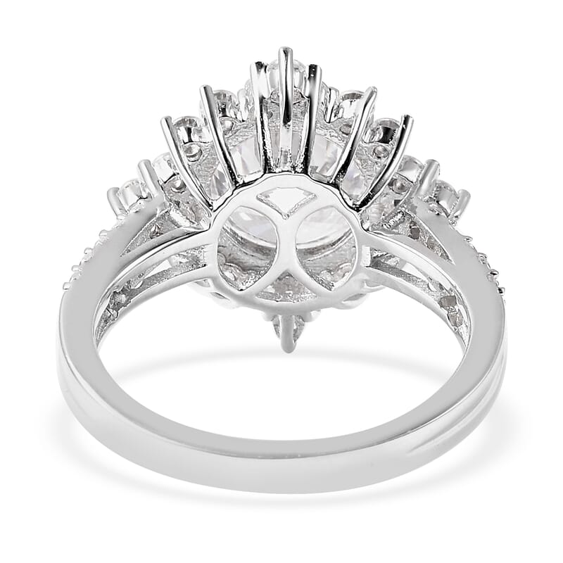 Lustro Stella Finest CZ Halo Ring in Sterling Silver (Size 7.0) 8.65 ctw