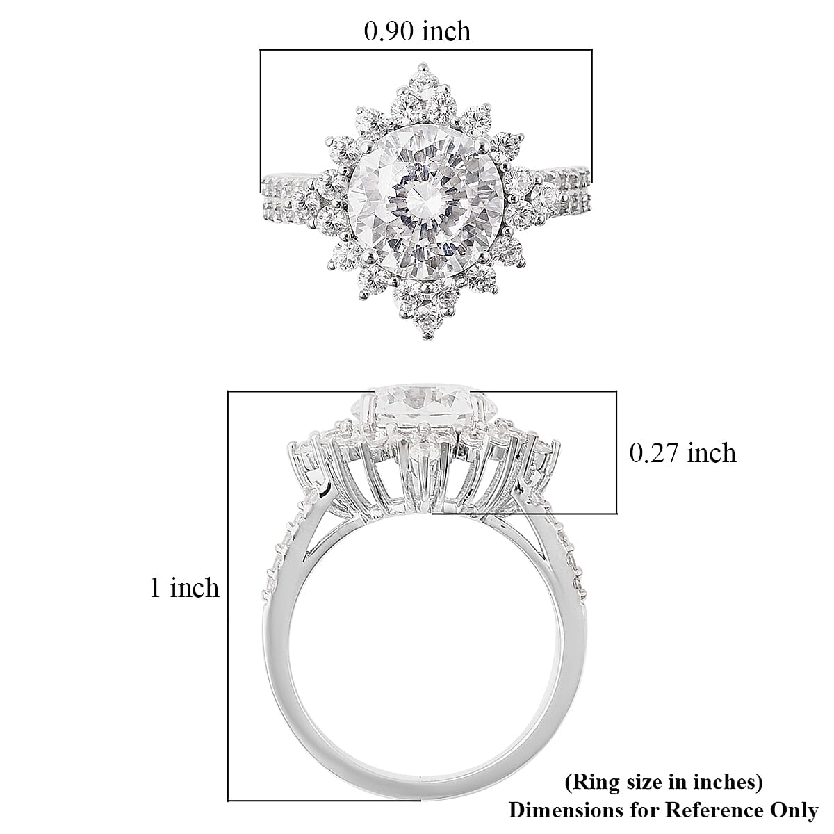 Lustro Stella Finest CZ Halo Ring in Sterling Silver (Size 7.0) 8.65 ctw