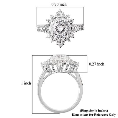 Lustro Stella Finest CZ Halo Ring in Sterling Silver (Size 7.0) 8.65 ctw