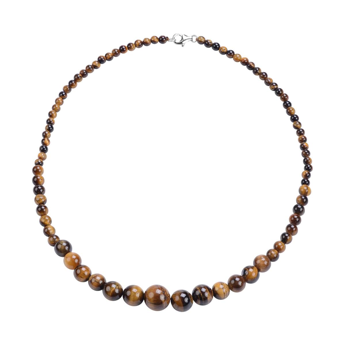 Ankur Treasure Chest Yellow Tiger's Eye Beaded Necklace 18 Inches in Sterling Silver 138.00 ctw image number 0
