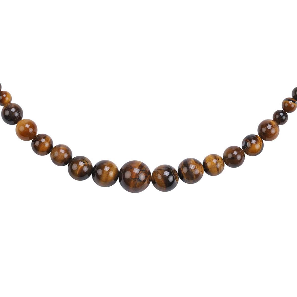 Ankur Treasure Chest Yellow Tiger's Eye Beaded Necklace 18 Inches in Sterling Silver 138.00 ctw image number 1
