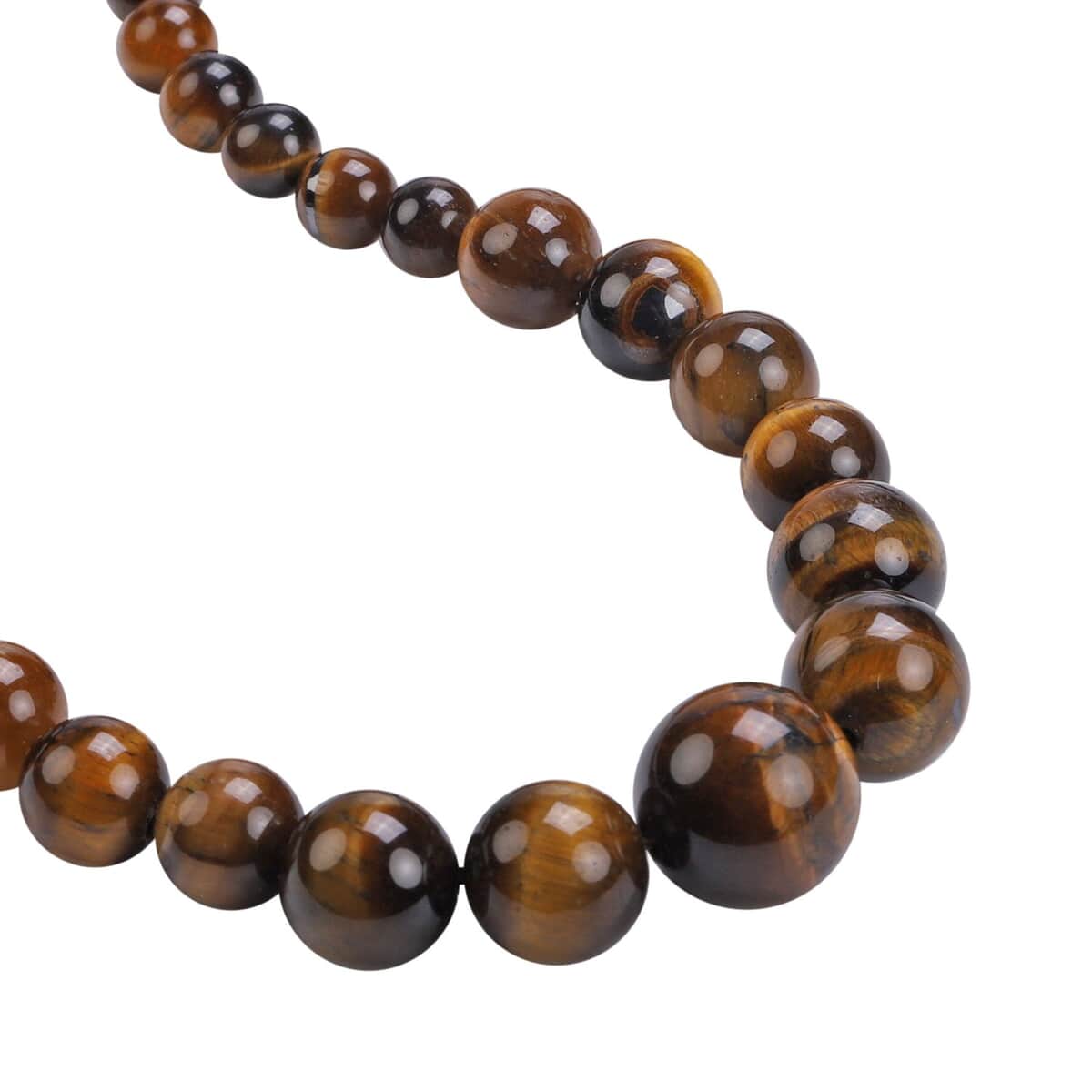 Ankur Treasure Chest Yellow Tiger's Eye Beaded Necklace 18 Inches in Sterling Silver 138.00 ctw image number 2