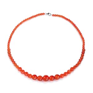 Ankur Treasure Chest Enhanced Red Agate Beaded Necklace 18 Inches in Sterling Silver 129.00 ctw