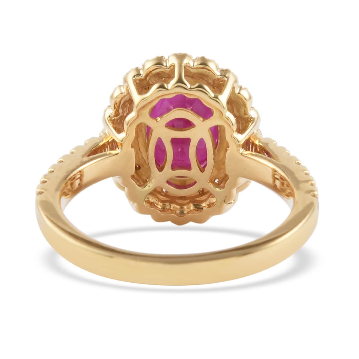 ILIANA 18K Yellow Gold AAA Royal Thai Ruby and G-H SI Diamond Ring (Size 6.0) 5.08 Grams 2.95 ctw image number 3