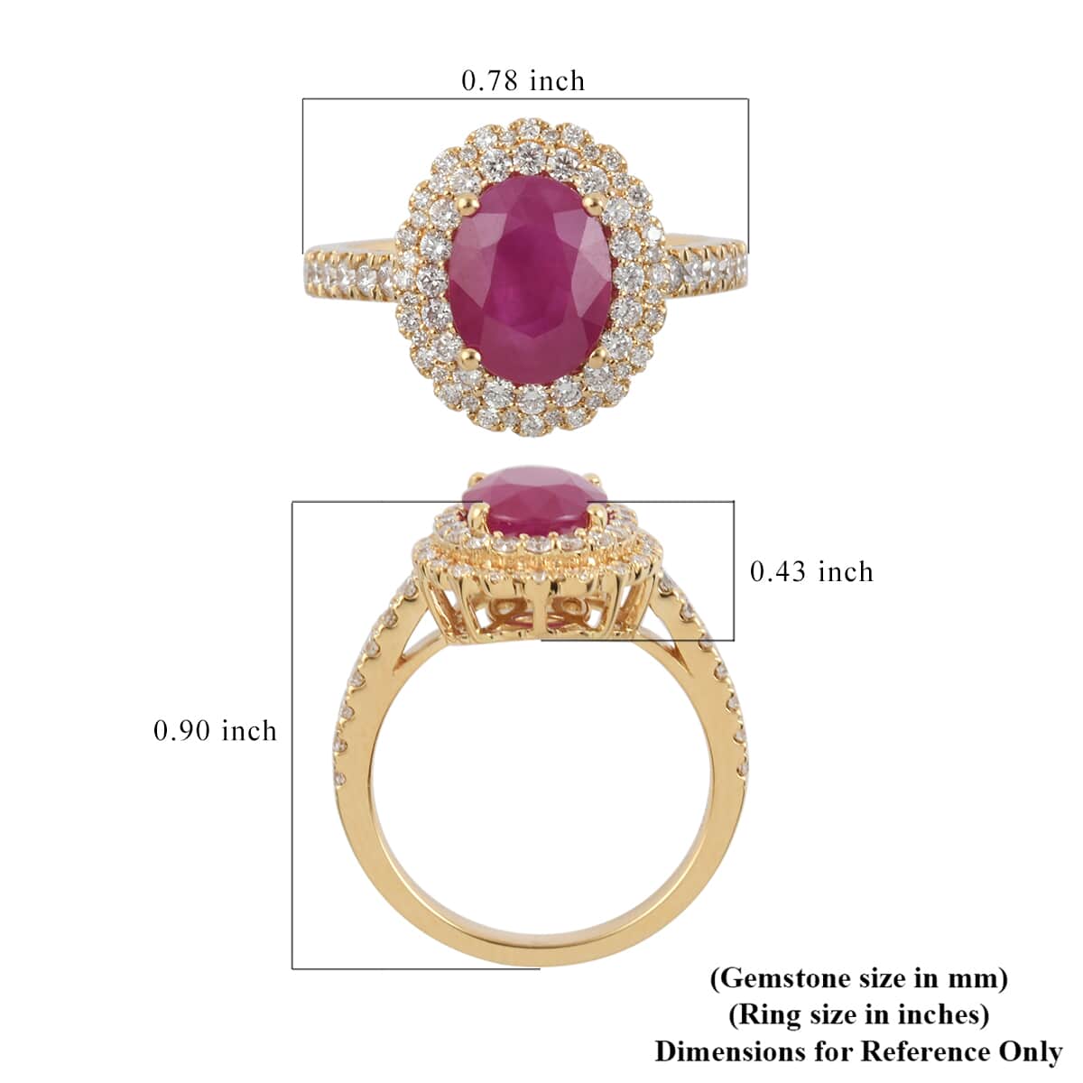 ILIANA 18K Yellow Gold AAA Royal Thai Ruby and G-H SI Diamond Ring (Size 6.0) 5.08 Grams 2.95 ctw image number 4