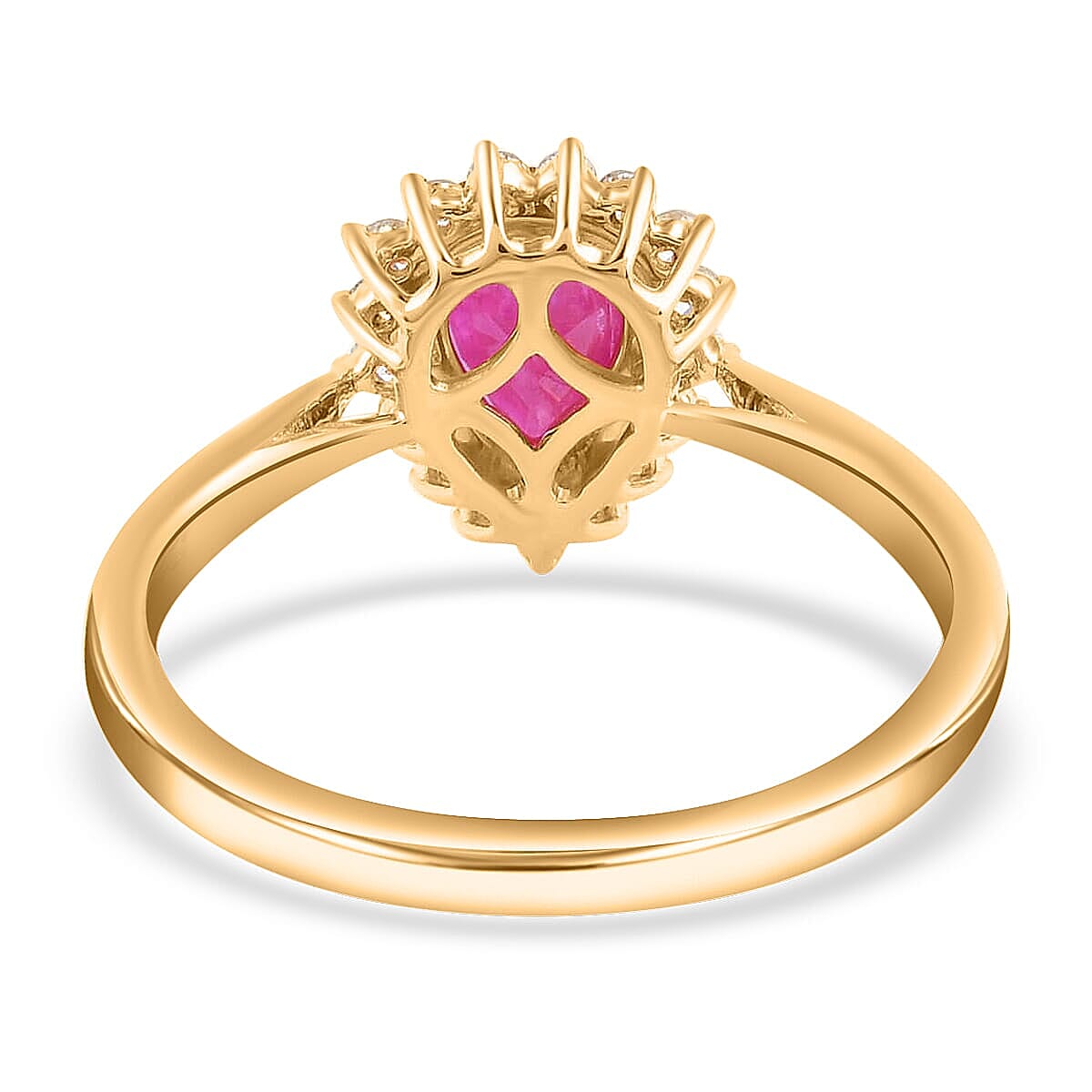 Certified & Appraised Iliana 18K Yellow Gold AAA Royal Thai Ruby, Diamond (G-H, SI) (0.25 cts) Halo Ring (Size 10.0) image number 3