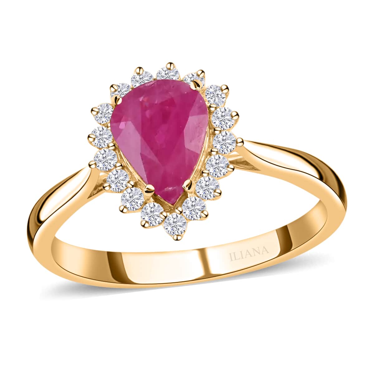 Iliana 18K Yellow Gold AAA Royal Thai Ruby and G-H SI Diamond Ring (Size 8.0) 1.40 ctw image number 0