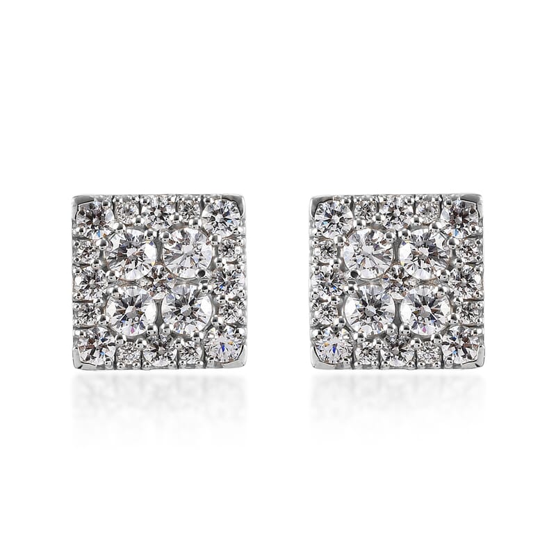 Lustro Stella Made with Finest CZ Stud Earrings in Platinum Over Sterling Silver 4.75 ctw