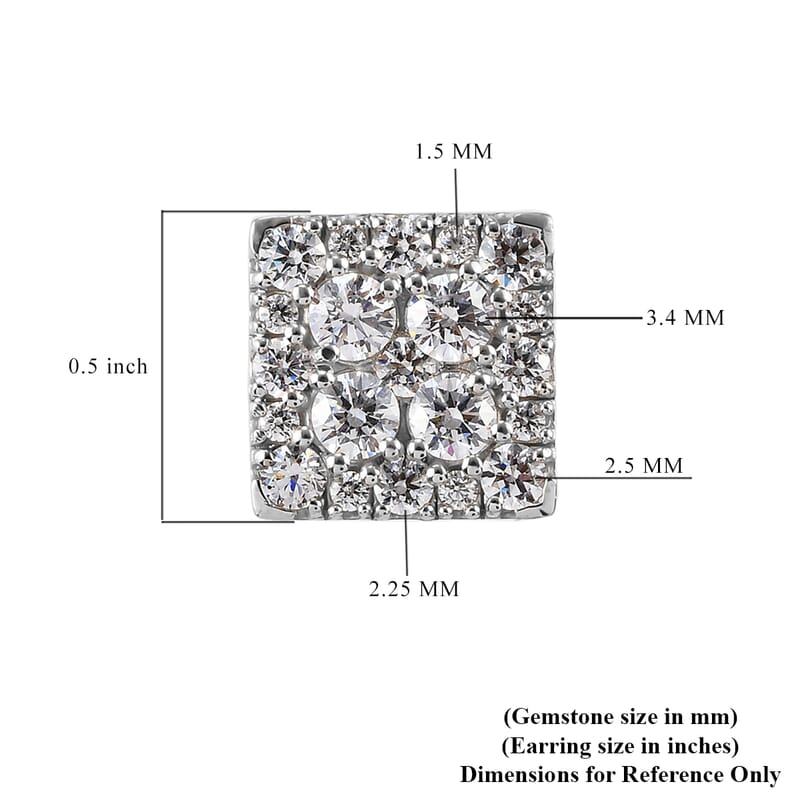 Lustro Stella Made with Finest CZ Stud Earrings in Platinum Over Sterling Silver 4.75 ctw