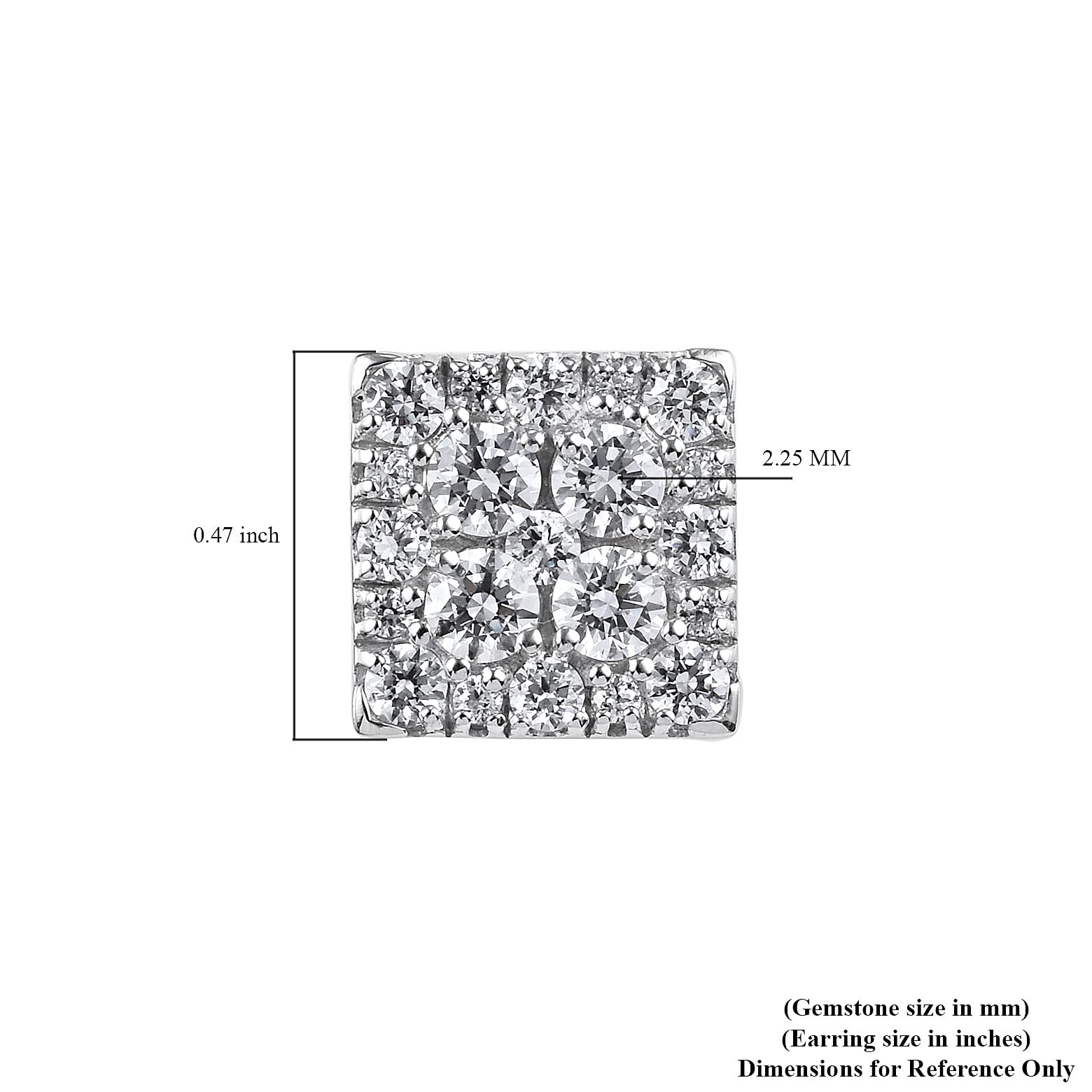 Lustro Stella Made with Finest CZ Stud Earrings in Platinum Over Sterling Silver 4.75 ctw