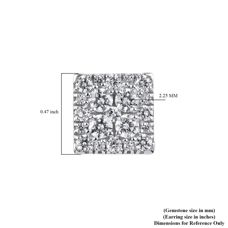 Lustro Stella Made with Finest CZ Stud Earrings in Platinum Over Sterling Silver 4.75 ctw