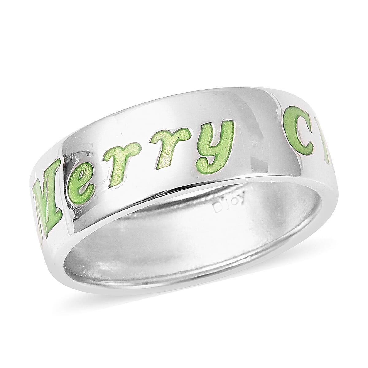 Glow In The Dark Resin Merry Christmas Ring in 14K Yellow Gold Over Sterling Silver image number 0