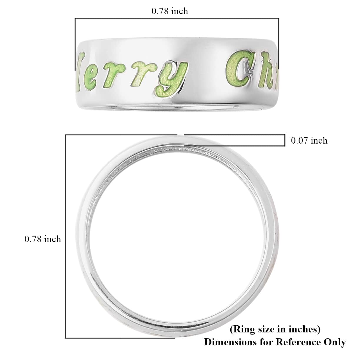 Glow in the Dark Resin Merry Christmas Band Ring in Platinum Over Sterling Silver (Size 9.0) image number 5