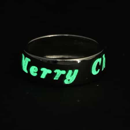 Glow In The Dark Resin Merry Christmas Ring in 14K Yellow Gold Over Sterling Silver (Size 6) image number 1